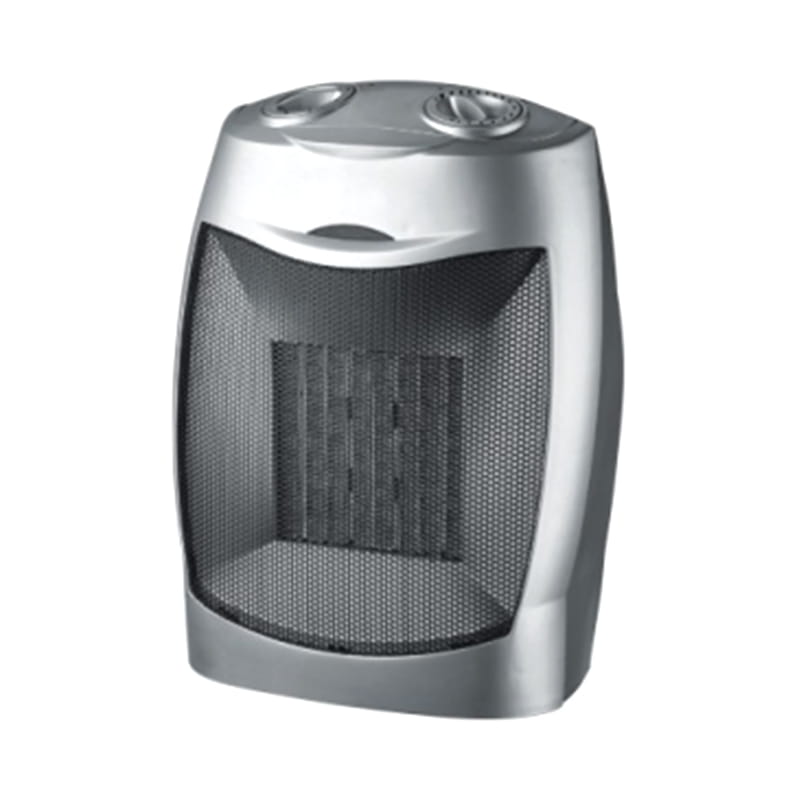 Silver PTC keramische elektrische ventilatorverwarming met verstelbare thermostaat en tip-over schakelaar